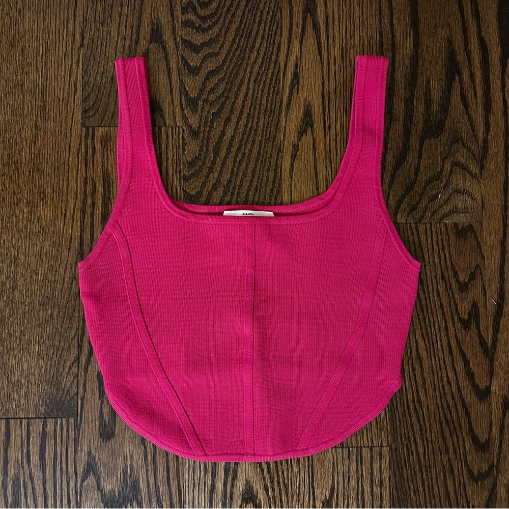 Aritzia Babaton NEW Hot Pink Sculpt Knit Bustier Tank Top size small